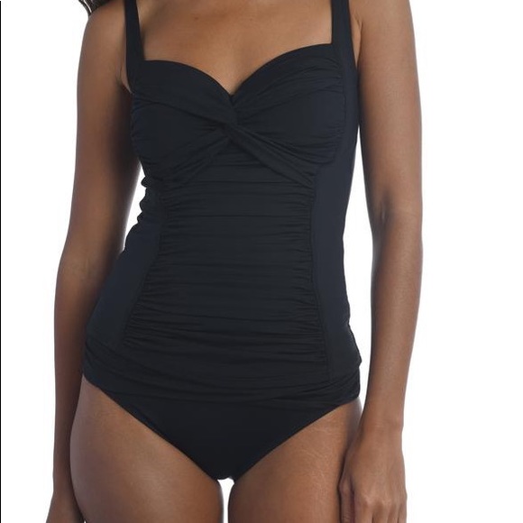 * La Blanca Ruched Tankini Twist Halter Bikini Sz. 8 - Picture 1 of 13